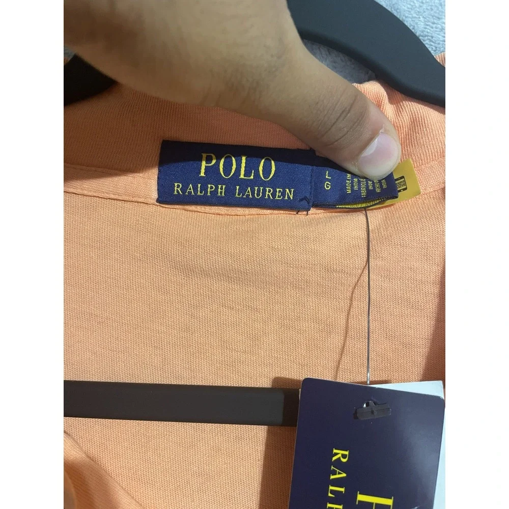 Polo Ralph Lauren Polo Shirt Mens Large Orange NEW Cotton Linen Pocket Pony